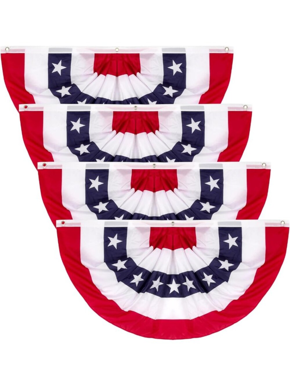 Patriotic 4th of July Decorations - 4 PCS Bunting Flags & Banner, Red White Blue